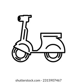 Isolated vector scooter icon in line style on white background. 
