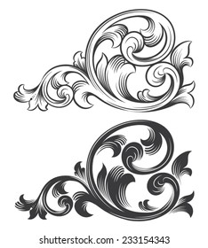 Isolated vector scroll floral design element 