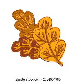 Isolated vector set of autumn leaves bouquet lined and silhouettes in orange tones. The design is perfectly suitable for clothes design, children decoration, stickers, stationary, tattoos.