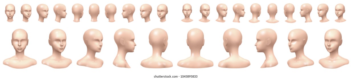 Isolated vector set faceless mannequin busts   heads 