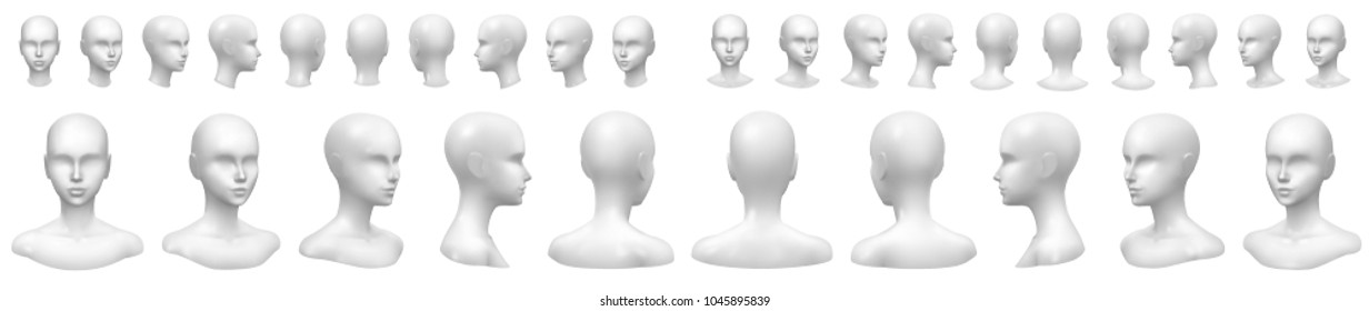 Isolated vector set of faceless mannequin busts and heads. - Shutterstock ID 1045895839