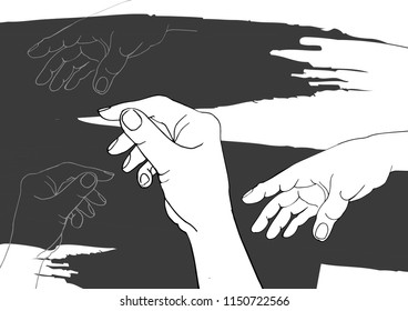 Isolated Vector Set Hands Hand Drawing Stock Vector (Royalty Free