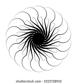 Isolated, vector shape. Black spiral rotating on a white background. Hypnotic effect. eps10