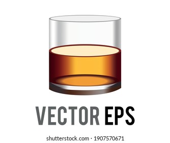 The isolated vector short flat tumbler glass of brown liquor Scotch whiskey icon