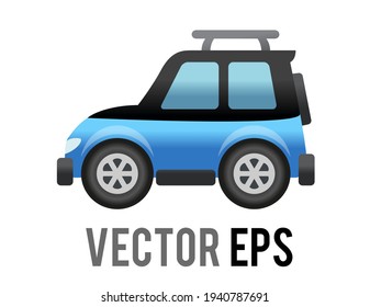 The isolated vector side of blue Sport Utility Vehicle car icon, represents SUV, campervan or motorhome
