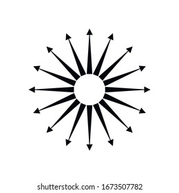 Isolated vector sign of circular outward arrows.