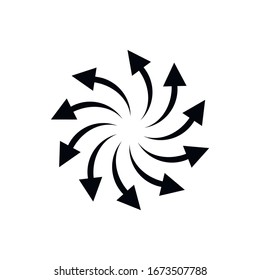 Isolated vector sign of circular outward arrows.