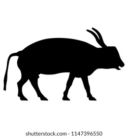 Isolated vector silhouette of ancient Egyptian cow.