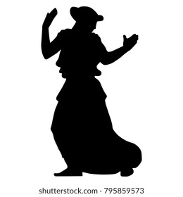 Isolated vector silhouette of an ancient Greek lady.