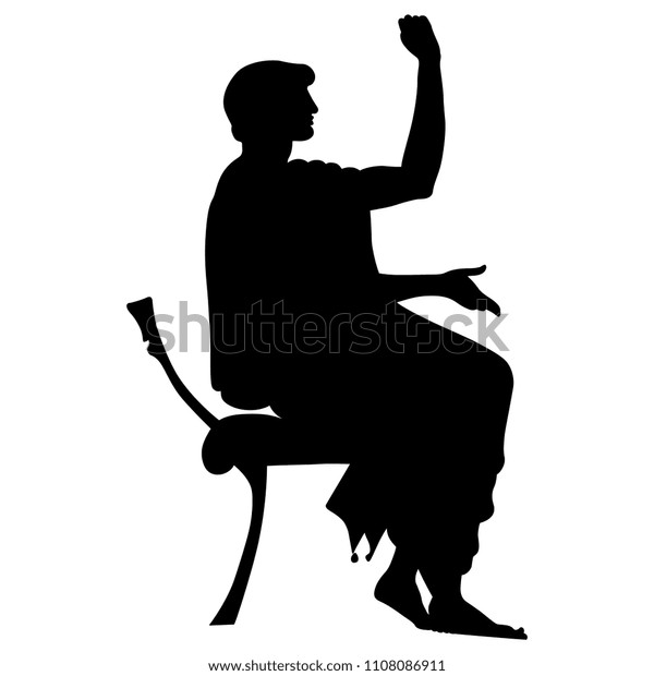Isolated Vector Silhouette Ancient Greek Youth Stock Vector