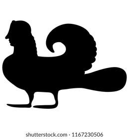 Isolated vector silhouette of a fantastic ancient Greek mythological creature. Siren. Half woman half bird. Based on vase painting motif.