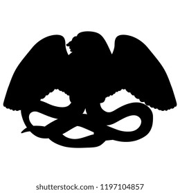Isolated vector silhouette of a fantastic ancient Greek mythological creature. Winged snake tail man Typhon. Based on vase painting motif. 