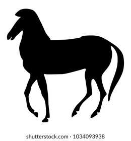 Isolated vector silhouette of a horse. Based on ancient Greek art.