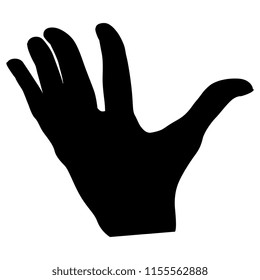 Isolated vector silhouette of a human hand with open fingers. 