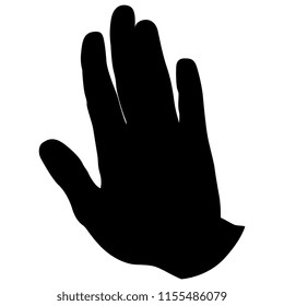 Isolated vector silhouette of a human male palm. Stop or wait gesture.