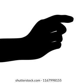 Isolated vector silhouette of a pointing human hand.