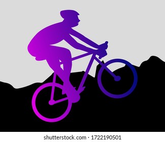Ciclista vectorial aislado. Ciclista de tierra al aire libre, colinas.
Silueta de una ilustración vectorial macho ciclista. Ciclista de carretera en su bicicleta. 