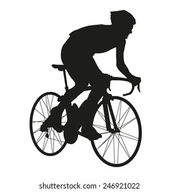 Isolated vector silhouette road cyclists or cyclocross racer