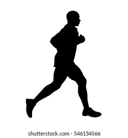 Isolated vector silhouette of a runner.