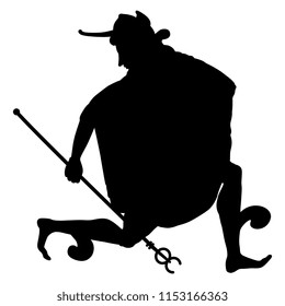 Isolated vector silhouette of running ancient Greek god Hermes.