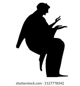 Isolated vector silhouette of a seated ancient Greek woman in long dress.
