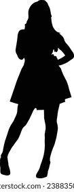 isolated vector silhouette stylish girl picture