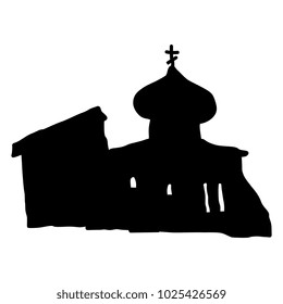 Isolated vector silhouette of a stylized ancient Russian temple.