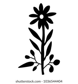 Isolated vector silhouette of stylized flower. Based on traditional Mexican folk motif. Tenango Otomi embroidery style.