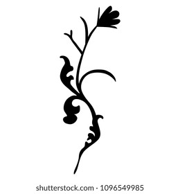 Isolated vector silhouette of stylized flower. Based on medieval floral motif.