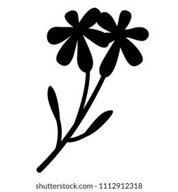 Isolated vector silhouette of a stylized wild flower. 