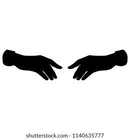 Isolated vector silhouette of two human hands.