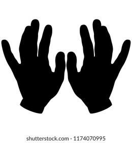 Isolated vector silhouette of two open human hands.
