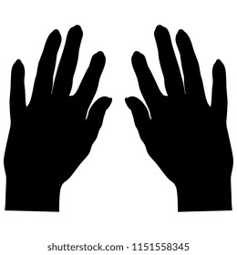 Isolated vector silhouette of two raised human palms.
