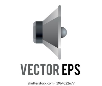 The isolated vector silver and black circle sound music speaker cone displayed icon without any sound waves  in side view