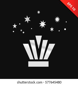 Isolated vector silver crown. Decorative symbol of glory, victory, Royal power