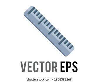 Icono de regla recta de metal plateado vectorial aislado, utilizado para dibujar líneas y medir la distancia, utilizado para el contenido relativo a la escolaridad, construcción y medición