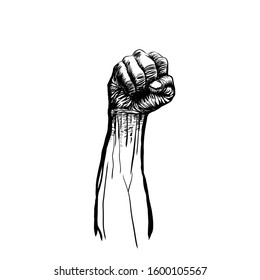 isolated vector sketch of a hand fist, 