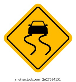 Isolated Vector Slippery Road Sign