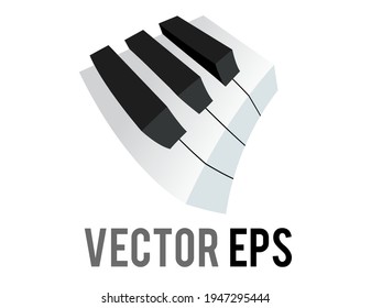 The isolated vector small section of classic music keyboard icon, showing white, black keys
