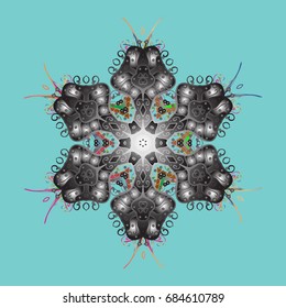 Isolated of vector snowflake. Fine winter ornament. Colorful snowflakes Vector illustration.