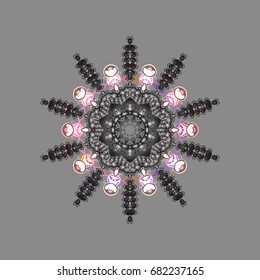 Isolated of vector snowflakes. Vector illustration. Fine winter ornament. Snowflakes collection.