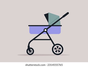 An isolated vector stroller image, childhood equipment
