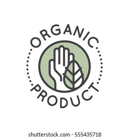 Isolated Vector Style Illustration Logo Set Badge Fresh Organic, Eco Product, Bio Ingredient Label Badge with Leaf, Earth, Green Concept