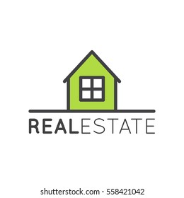 Isolated Vector Style Illustration Logo Badge of Real Estate House Building and Business Company, Accommodation, Housing Offer