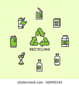 Isolated Vector Style Illustration Logo Set Badge Recycling Ecological Concept. One Page Web Site Template Banner, Infographic Poster