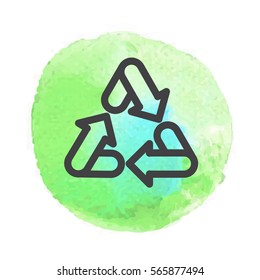 Isolated Vector Style Illustration Logo Set Badge Recycling Ecological Concept, Watercolor Outline Icon