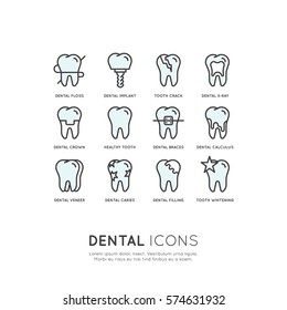 Isolated Vector Style Illustration Logo Set Badge or Dental Care and Disease, Treatment Concept, Tooth Cure Orthodontics