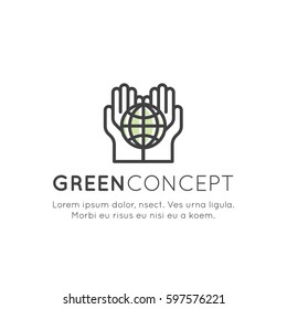 Isolated Vector Style Illustration Logo Set Badge Recycling Ecological Concept, Plant a Tree, Save Energy, Isolated Element