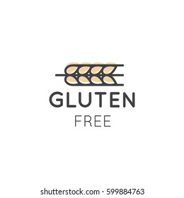 Isolated Vector Style Illustration Logo Set Badge Ingredient Warning Label Icon Gluten Wheat Free Organic Product Sticker