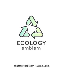 Isolated Vector Style Illustration Logo Set Badge Recycling Ecological Concept, Gradient Pastel Colour Background